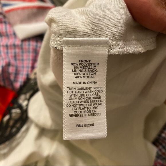 Express Black and White Sequin Fitted Sleeveless Tank Top - Picture 7 of 7